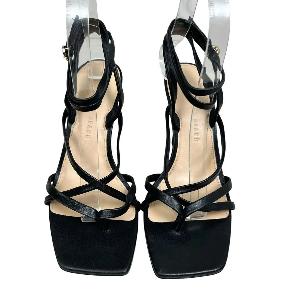 Veronica Beard Womens Sandal Heel Abriella Black Leather Strappy Ankle Size 6.5M